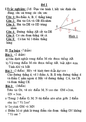 Kiểm tra 1 tiết Hình học 6 - Chương I